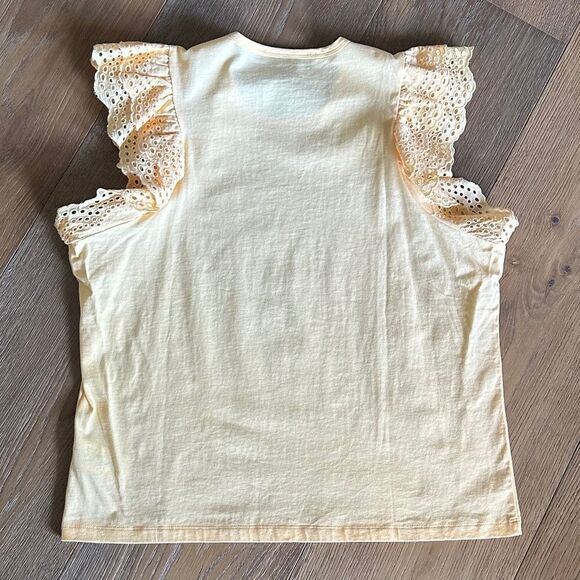 Joe’s Jeans THE ALEXIS BRODERIE SLEEVE TOP in Apricot Sherbert - Picture 10 of 12